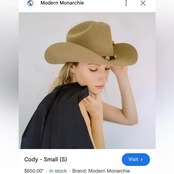 MMModern Monarchie Camel Cody $650Honeycomb texan felt hat with trimSize M/L